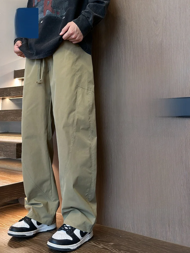 

American Style Patchwork Knife Pants Men's Spring New Casual Loose Straight Leg Trousers Fashionable Spring Summer