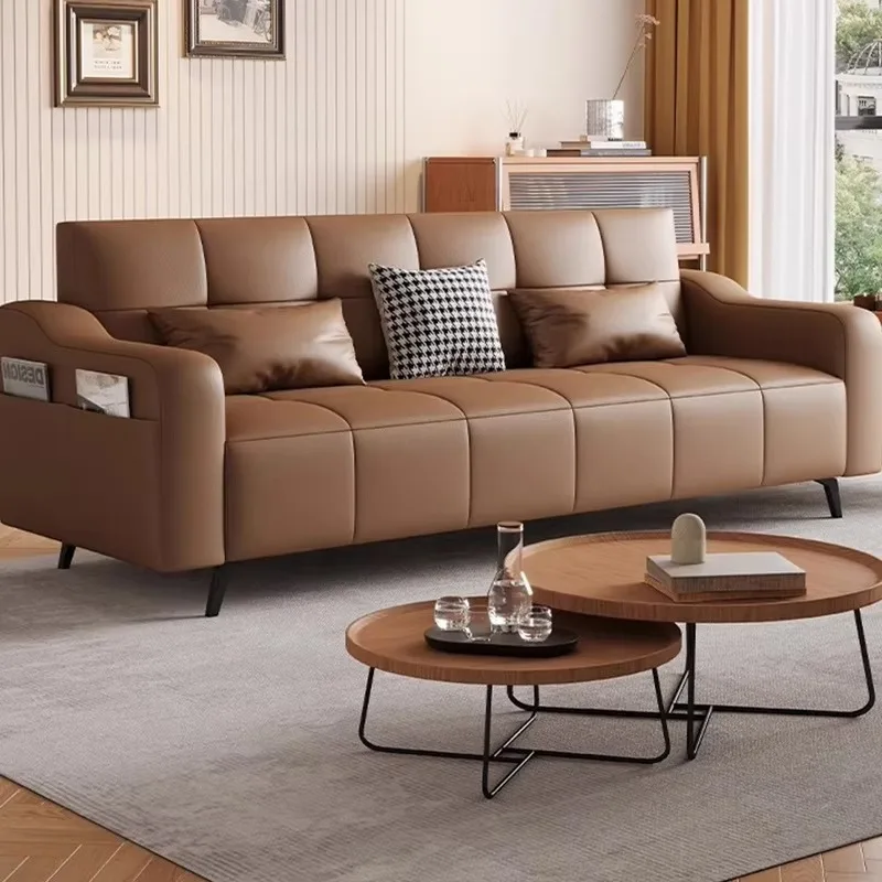 Modern Style Solid Wood Frame Leather EU CE Certified  Sofa Bed  for Living Room Apartments and Other Multi-scenarios
