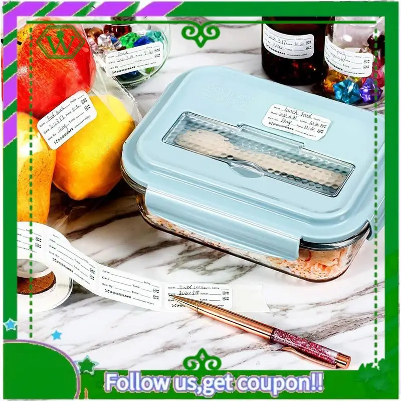 Reliável-10 rolo de etiquetas de alimentos refrigerador armazenamento de alimentos freezer adesivos 1x2in auto-adesivo removível freezer para recipiente reutilizável