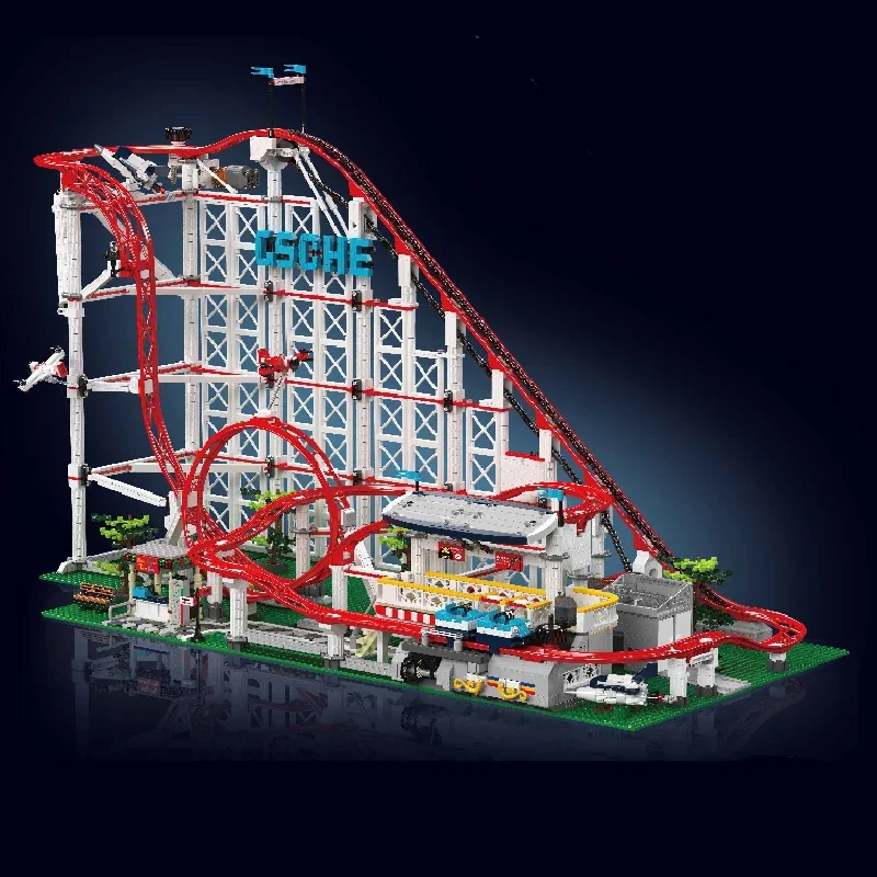 MOLD KING – montagnes russes électriques, modèle avec moteur 11014, bloc de construction de parc d'attractions en brique, jouets MOC pour enfants, cadeaux de noël