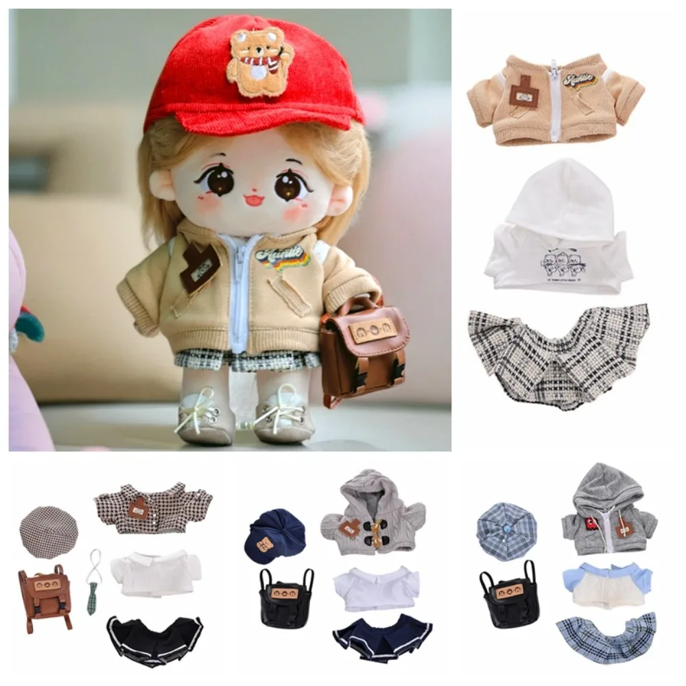 Academie Stijl Katoenen Poppenkleertjes Set Hoodies Hoed Katoenen Pop Rok Kawaii Rugzak Idool Poppen Jurk Kindercadeau