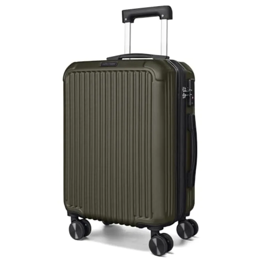 

Темно-зеленый чемодан для ручной клади 22x14x9 дюймов с колесами, расширяемый, жесткий корпус, легкий, одобрен авиакомпаниями