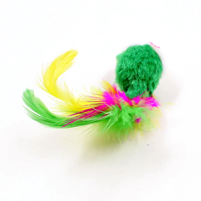 Soft Fleece False Mouse Cat Toys Colorful Feather Mini Funny Playing Training interactive Toys For Cats Kitten Pet Supplies