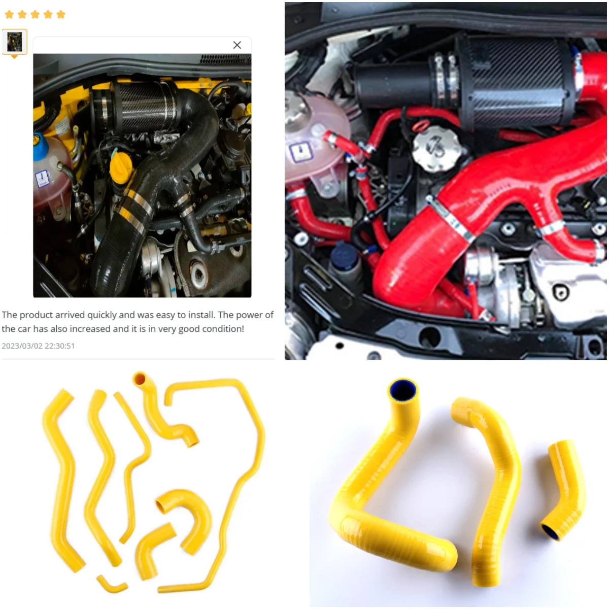 

11PCS Gloss Yellow Silicone Radiator Water Pop Off Circuit Hose Set Kit for Abarth 500 595 695 All Versions with Manual Gearbox