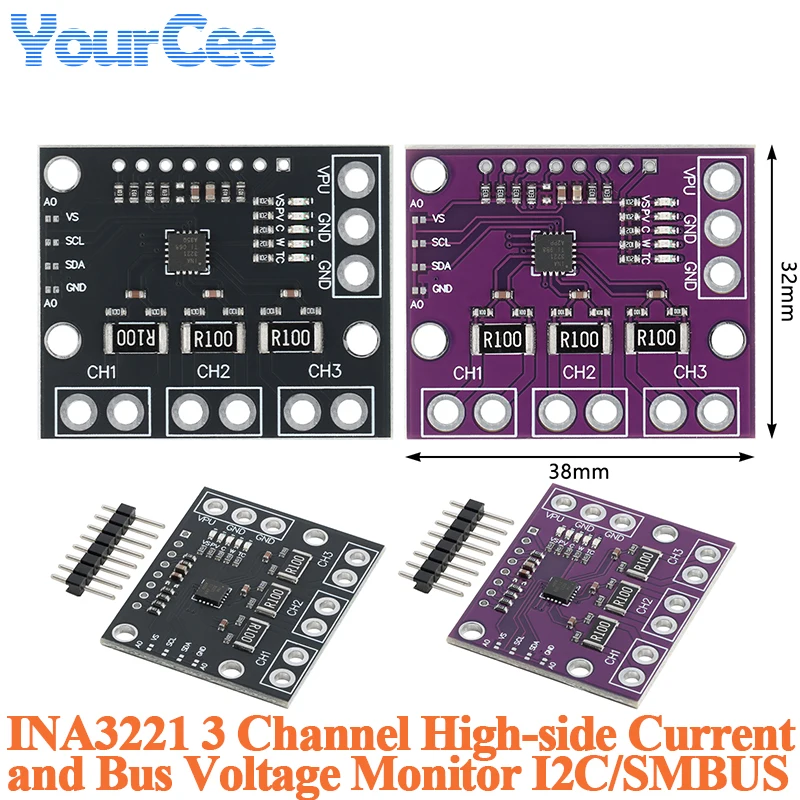 5pcs/1pc INA3221 Triple Channel Way Shunt Current Power Supply Voltage Monitor Sensor Module I2C IIC SMBUS Replace INA219
