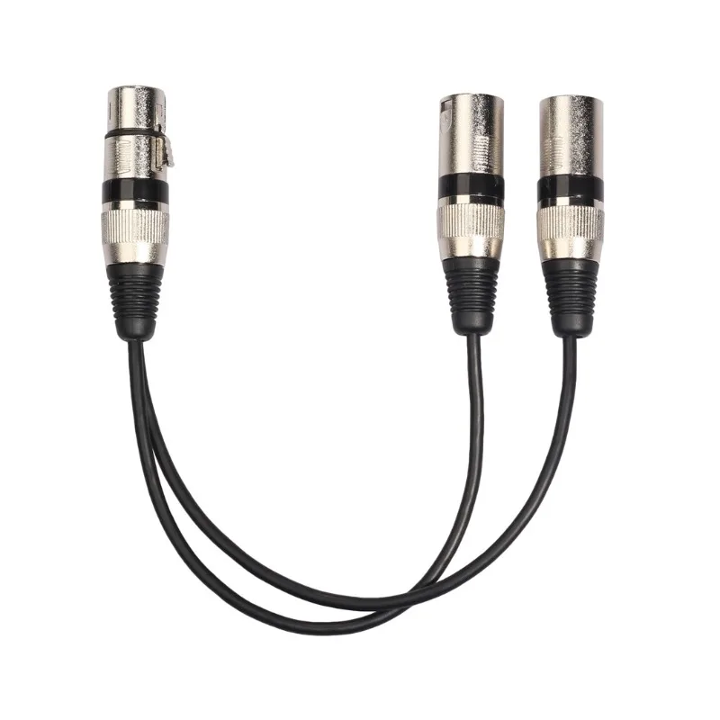 0.3m Zinc Alloy XLR Splitter Cable, 1 Female to 2 Male 3 Pin XLR Audio Cord for Microphone Mixer