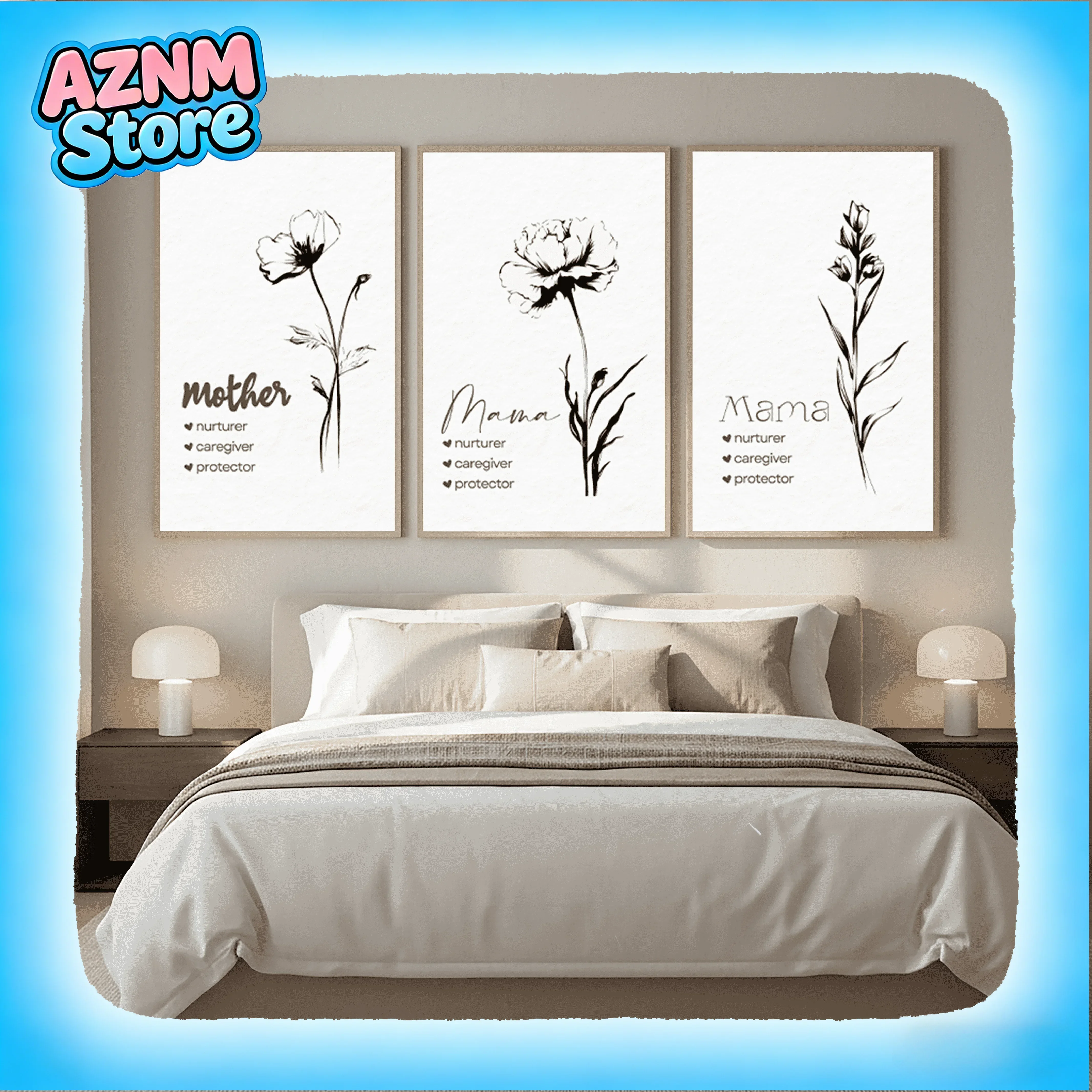 Motivational Quotes Wall Art,Nordic Flower Canvas Painting,Minimalist  Poster Prints For Living Room Bedroom, Mother Gift Dec