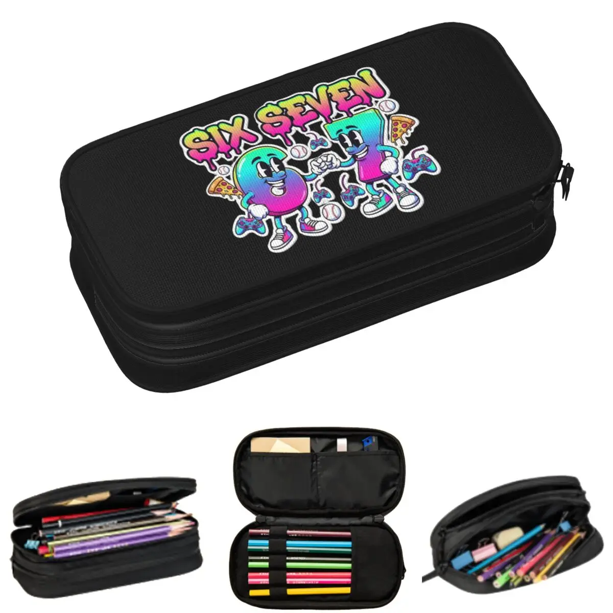 

Number 67 Building Blocks Print Pencil Cases for Students Gifts Pen Box Pencil Bag Large Storage Pencil Pouch