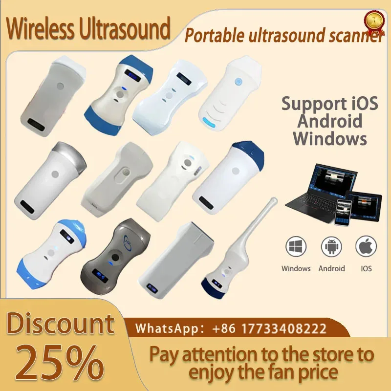 Free Suitcase Wireless Ultrasound Probe Scanner Portable Machine WIFI Ultrasound Scanner Machine Support iOS Android Windows