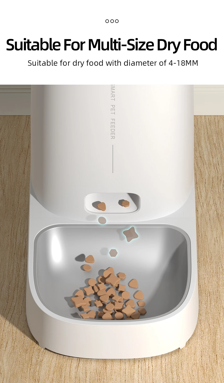 ROJECO Automatischer Katzenfutterspender für Haustiere, Smart WiFi, Katzenfutter, Kibble-Spender, Fernbedienung, automatischer Futterspender für Katzen und Hunde, Trockenfutter-Zubehör – Detail 9