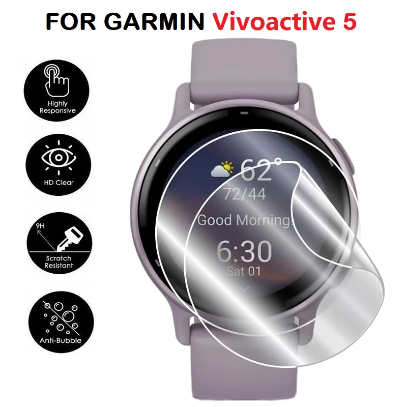 Protector de pantalla de hidrogel para reloj inteligente Garmin Vivoactive 5, película protectora suave transparente HD, 10 piezas