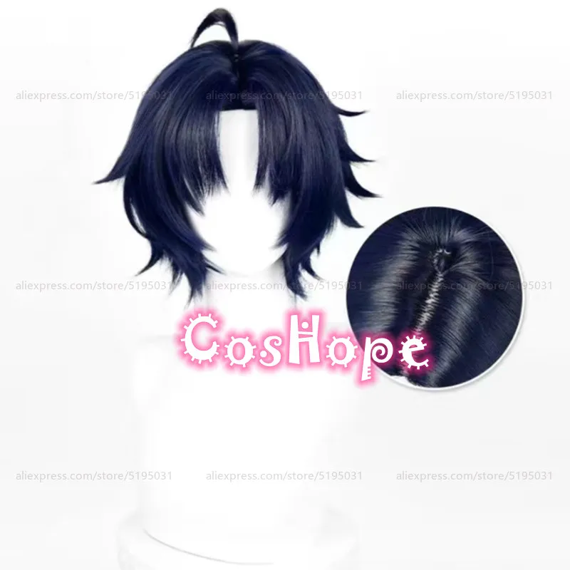 ZZZ Asaba Harumasa Cosplay 30cm Short Black Blue Mixed Wig Cosplay Anime Cosplay Wigs Heat Resistant Synthetic Wigs Halloween