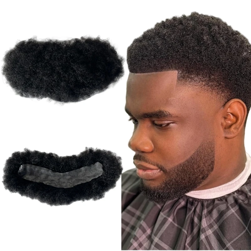 

Бразильские девственные человеческие афро-линия волос 1А # Черный цвет 3x16 см PU линия волос для белых мужчин