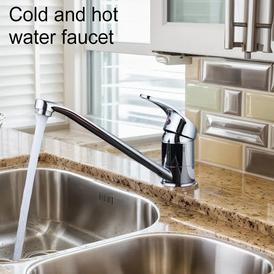 

1 Set of 360-Degree Rotatable Extension Faucet Design for Kitchen or Balcony Sink, Hot and Cold Water Mixing Faucet, 8.5Cm/3.35In Height, Single-Hole Countertop Installation, Silver Color, with Installation Accessories