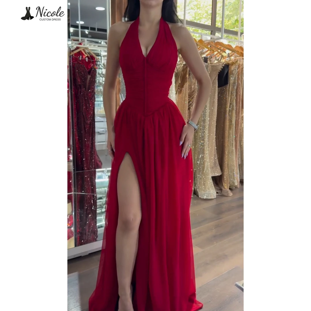 

Nicole Line A Evening Dresses for Special Occasions Custom Made Elegant Dress Luxury Prom Dresses 2025 V-neck Ball Gown Dress