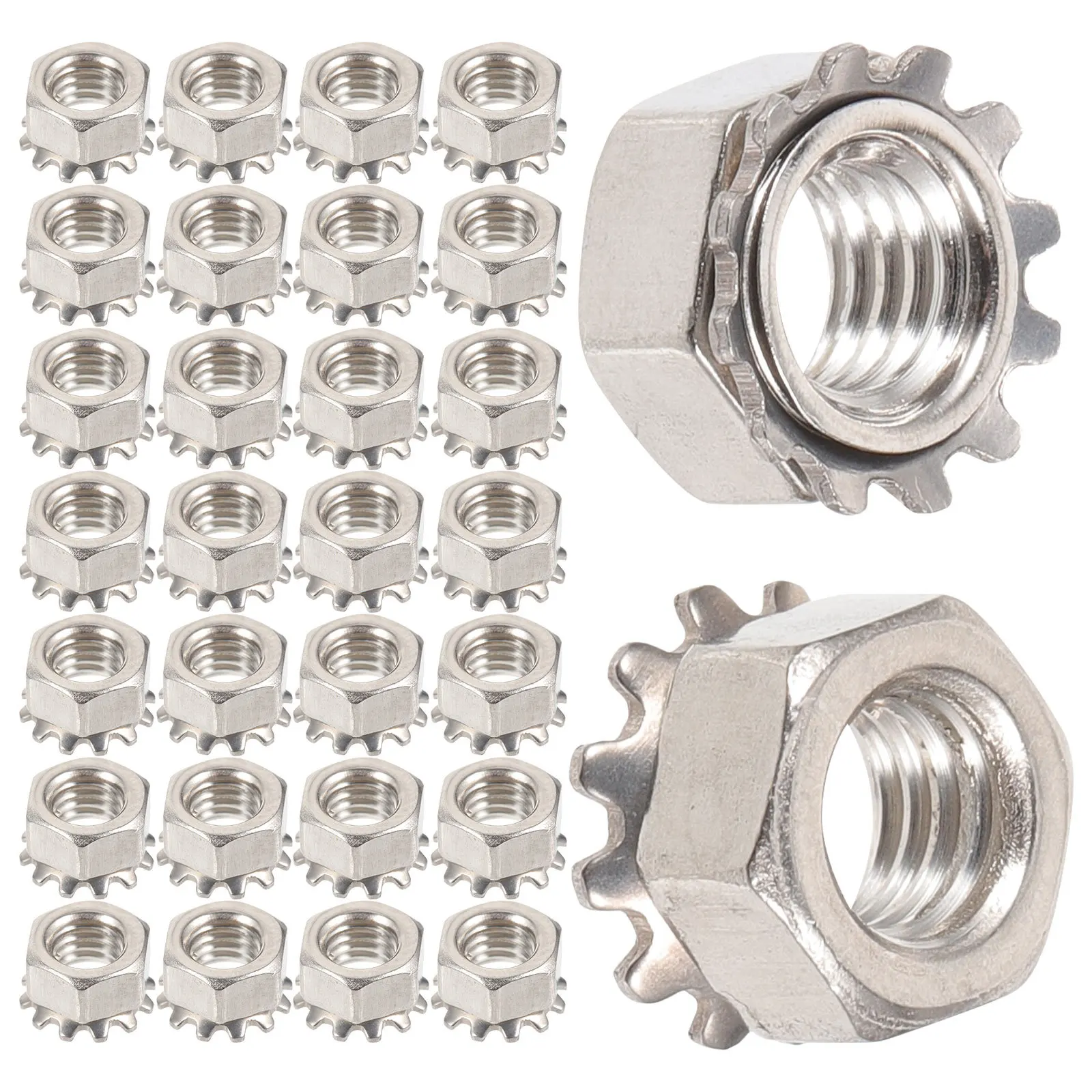 50 قطعة صواميل قفل مسدس M5 الفولاذ المقاوم للصدأ غسالة الأسنان الخارجية مقاومة للحرارة لتقوم بها بنفسك إصلاح جزء المكسرات مع غسالة الأسنان الخارجية #3