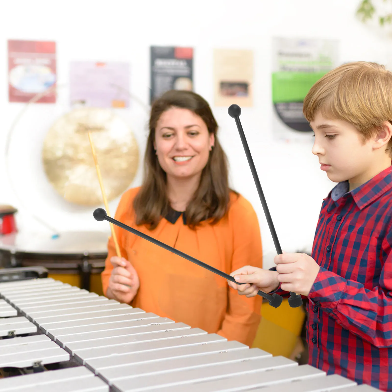 2 unidades de baquetas de marimba de doble cabeza, de fieltro de goma antideslizante, para xilófono y percusión musical, profesionales universales