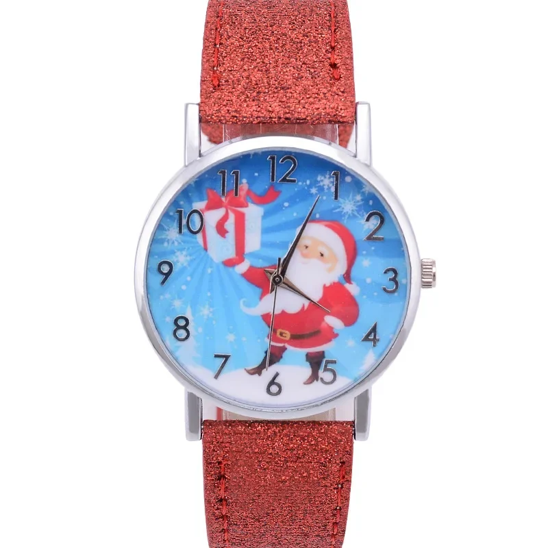 Santa Claus Women\'s Watches Casual Quartz Wristwatches Bright Color Leather Strap Watches Children Students Clock Gift Relogio