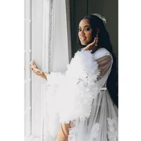 Extra Puffy Bridal Wedding Robe Customized Women Dress Nightgown Long Sleeves Ruffles Sleepwear Bathrobe Bride Pajamas - Image 5