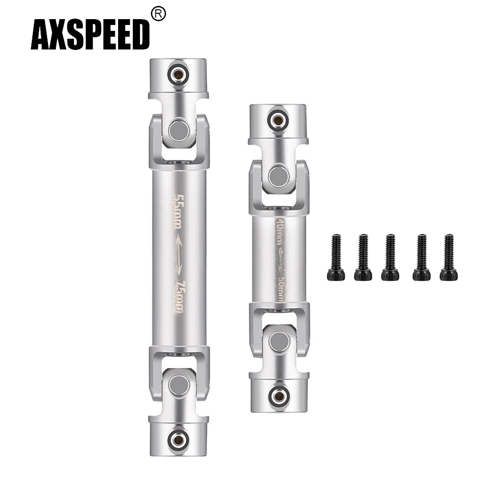 AXSPEED 2Pcs Stainless Steel Transmission Drive Shaft Joint 40-50mm/55-75mm for TRX-4M Bronco Defender 1/18 RC Crawler Car Parts