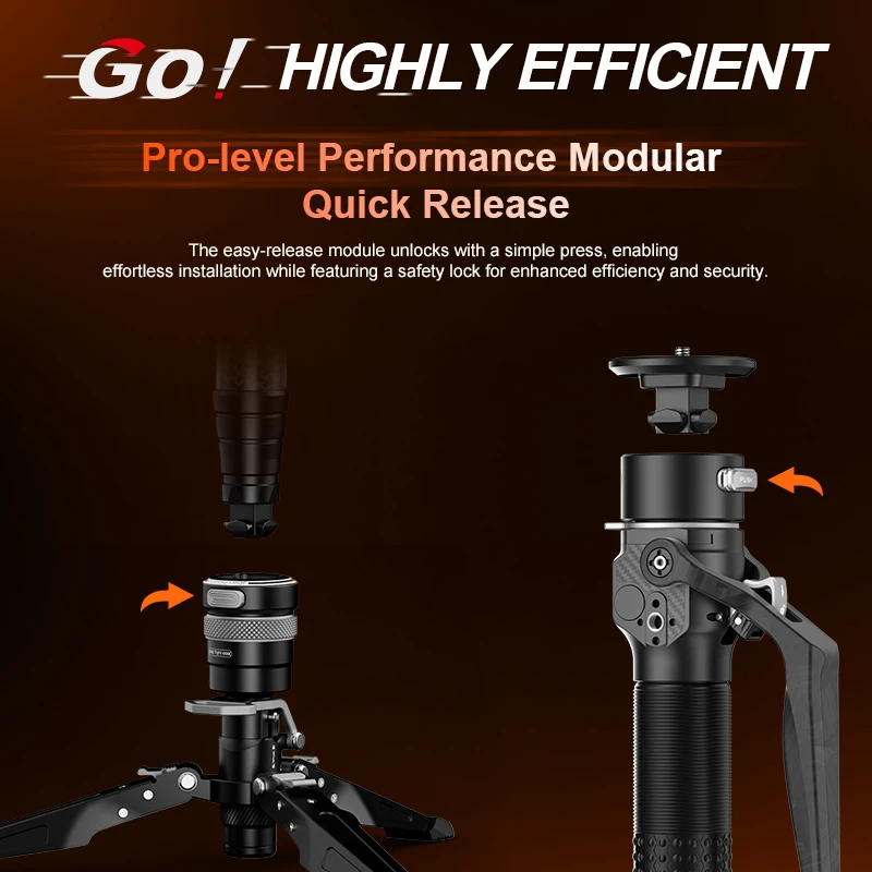 COMAN M1 Series One Click Lifting Monopod Carbon Fiber Travel Tripod With Quick Release Plate for DSLR Camera Holder Stand