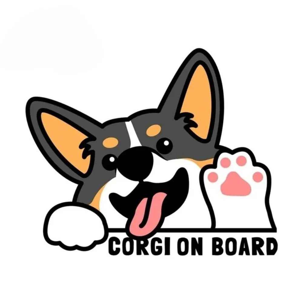 

CORGI ON BOARD Warning Car Sticker Cute Dog Peek Waterproof Antique Bumper Scratch-proof Exterior