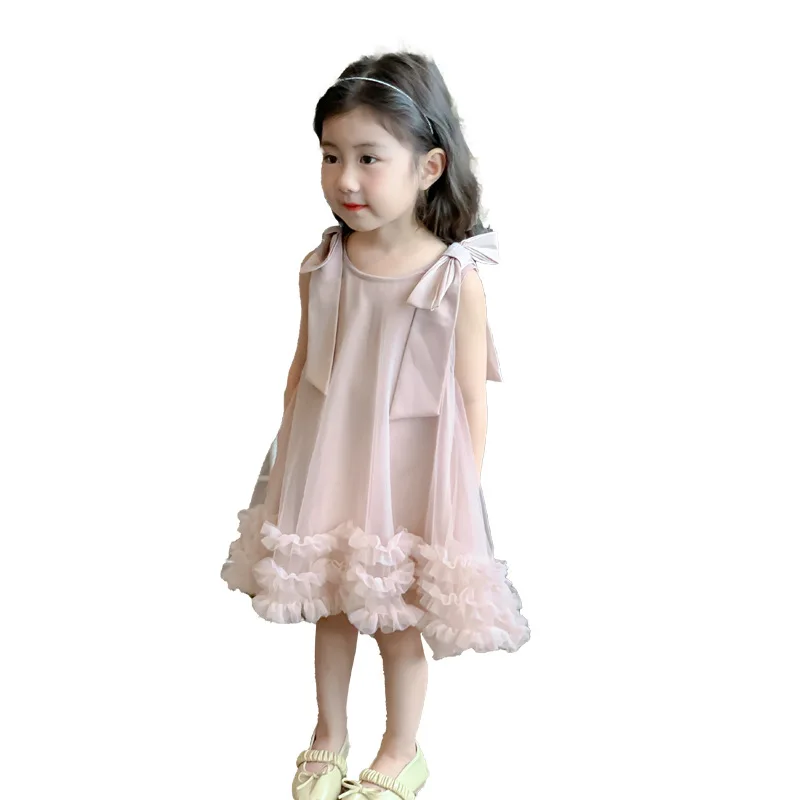 Girls Summer Dress 2024 New Fashionable Baby Girl Summer Sweet Dress Girls Sleeveless Gauze Princess Dress