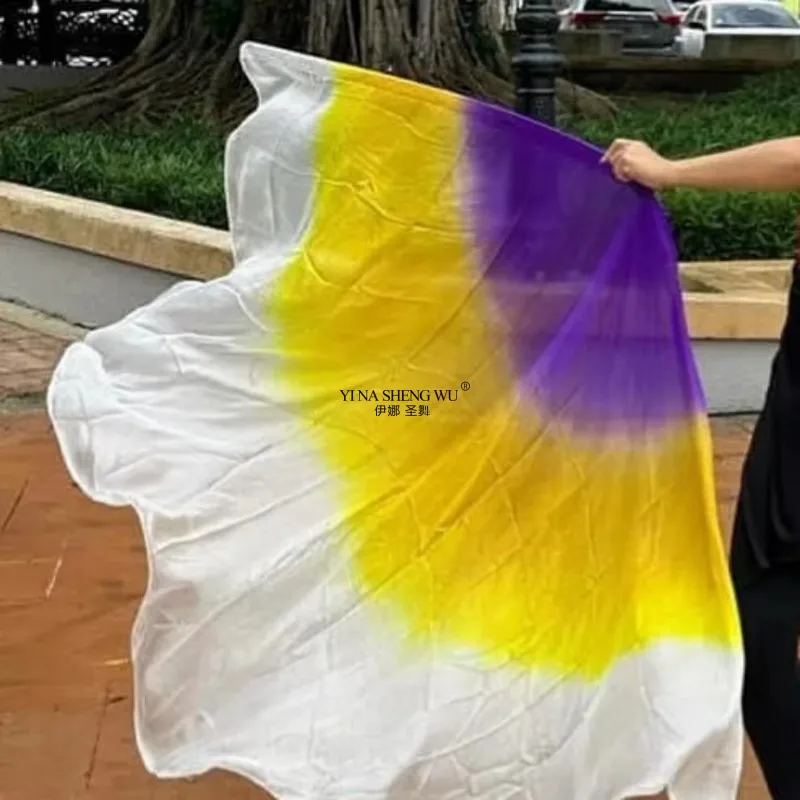 

Женский реквизит для танца живота, реквизит для выступления на сцене, натуральный шелк, окрашенная вручную вуаль, шаль 200x114 см, аксессуары для танцев, церковный флаг