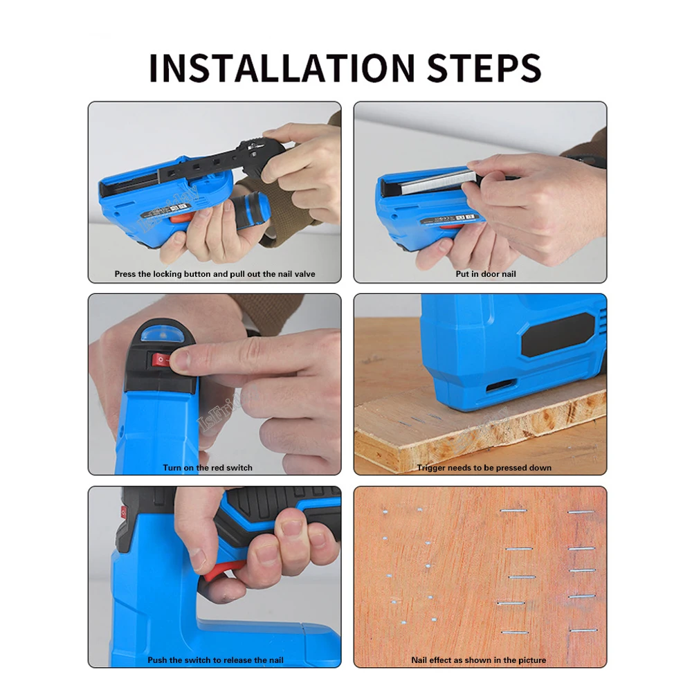 Electric 2 in 1 Nailer/Stapler Gun Lithium-ion Cordless Nail Gun Staple Gun Nailer Stapler Multitool Nail Stapler Gun