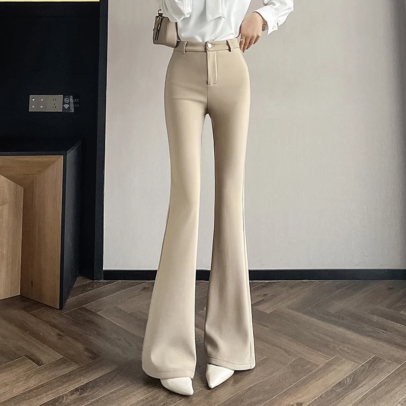 

QOERLIN женские эластичные классические брюки деловые повседневные рабочие брюки обычные брюки для офиса черные брюки цвета хаки