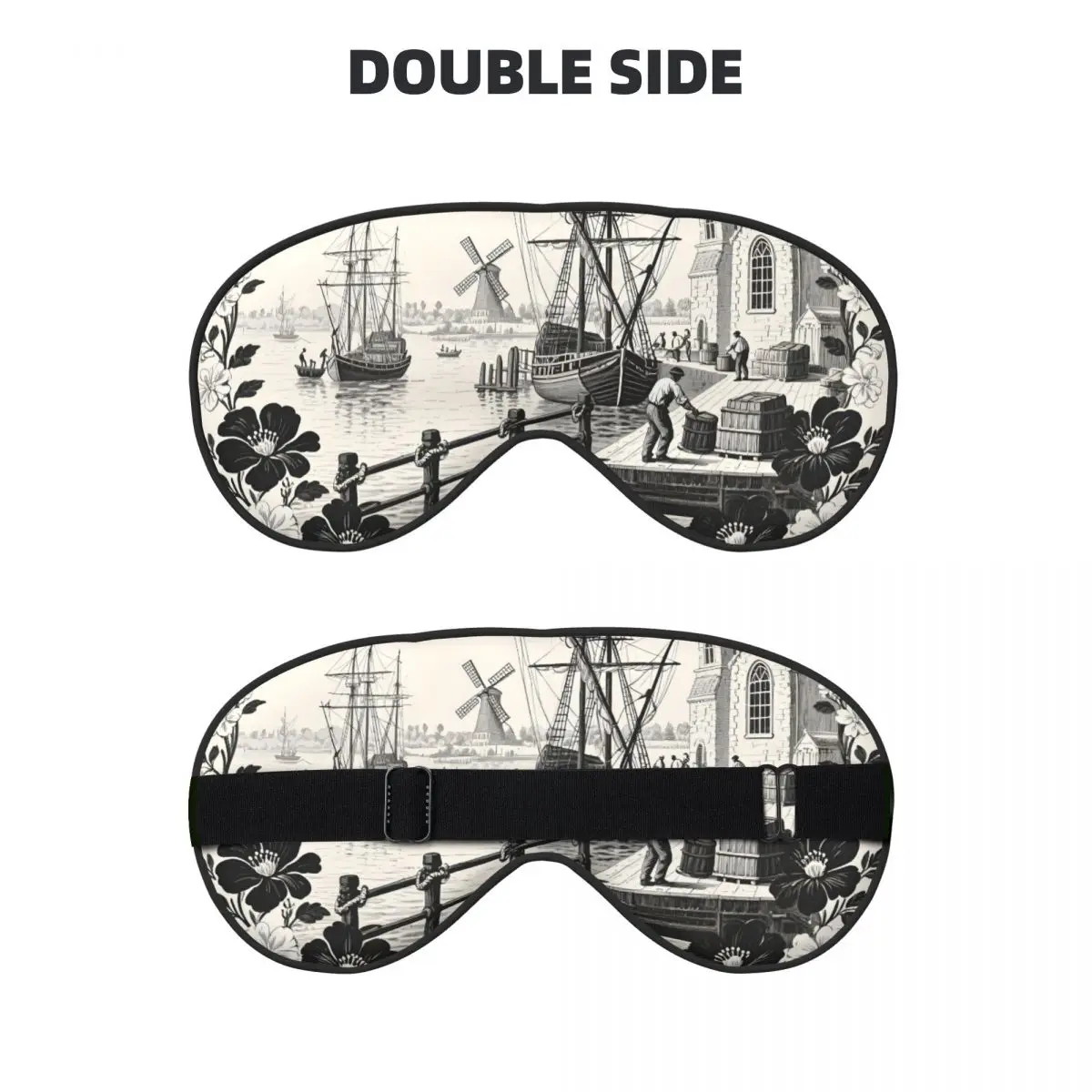 أقنعة عين ناعمة كلاسيكية من Toile De Jouy على الوجهين بنمط رعوي كلاسيكي معصوب العينين لبابنا الباب الإبداعي رقعة العين الخفيفة