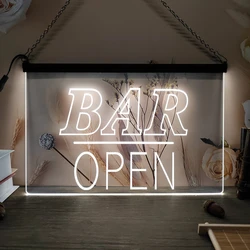 Bar Open Home Décor LED Neon Sign-3D Carving Wall Art for,Room,Bedroom,Office,Farmhouse Decor