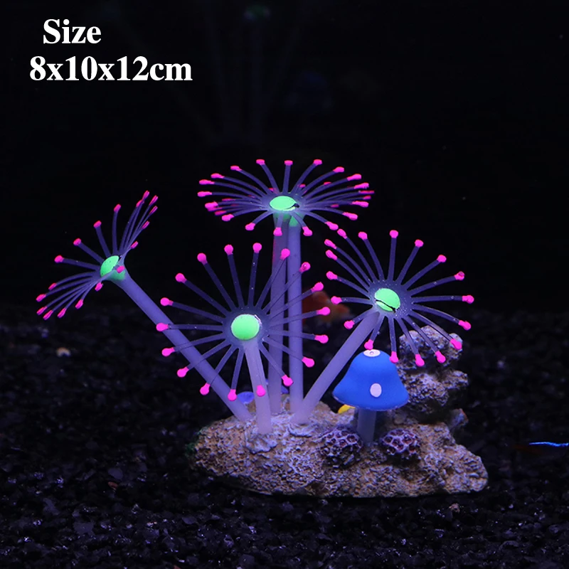 Silicone Fluorescence Effect Artificial Emulation Coral Fish Tank Aquarium Underwater World Plants Decoration Accessories