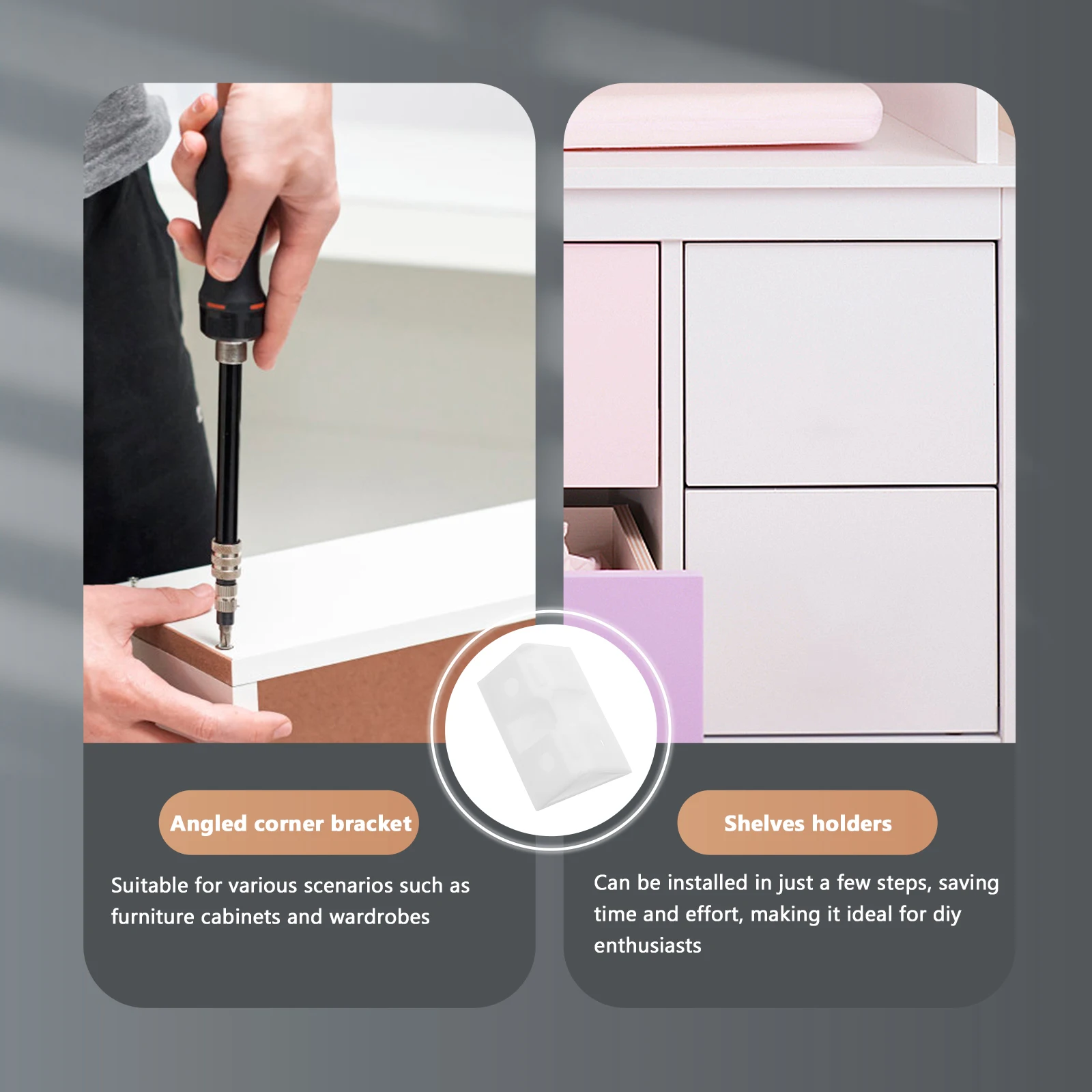 

50 Pcs Laminate Connection Corner Code Brace Brackets Cabinet Shelf Holders 2 1