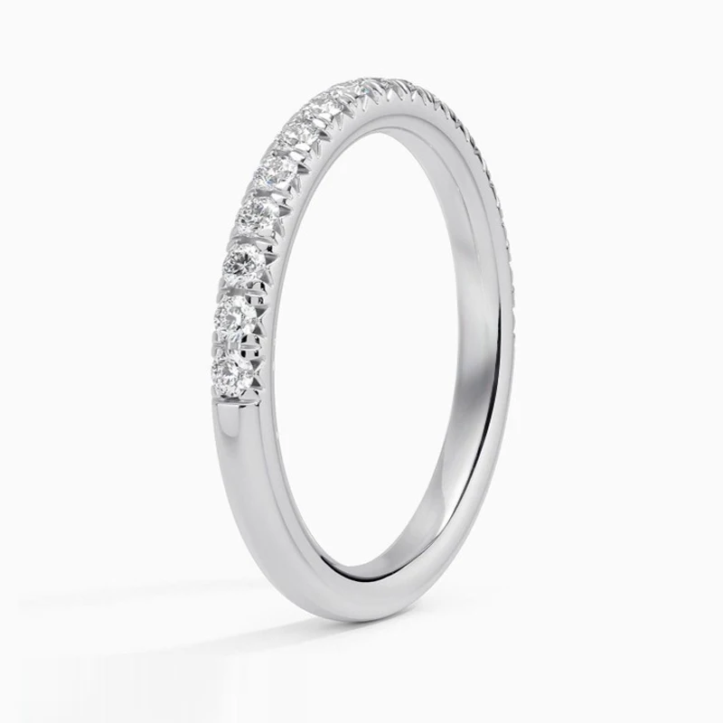 Bague de mariage en argent regardé 925 Moissanite pour femme, bague à queue unique, bande de diamants assortis, test réussi