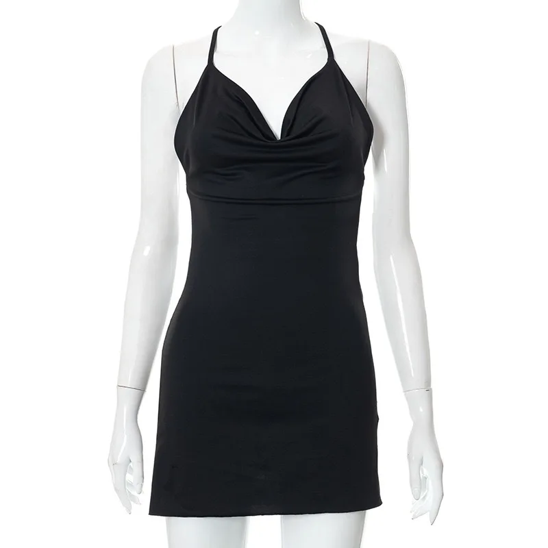 Women's Short Skirt Niche Spice Girl Sexy Backless V-neck Double Split-ended Dress Vestido Plus Size 9XL 8XL 7XL 6XL XXXXXL 4