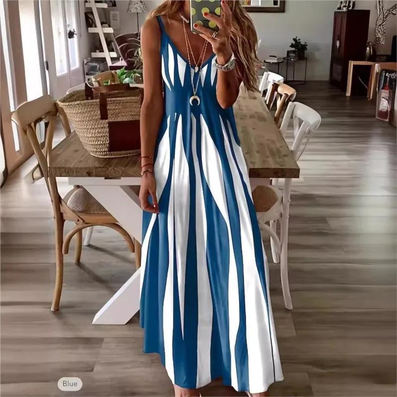 Boho sexy jurk dames spaghetti zwart witte streep gedrukt zomer casual vakantie feestjurken voor vrouwen gewaad vestidos