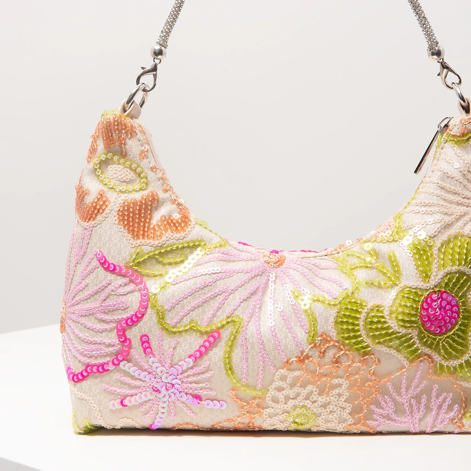 Schultertasche, Blumenmuster, Pailletten-Tasche, Stickerei, Gala-Abend, Party-Outfits, Abschlussball-Tasche, Hochzeitsartikel, Elegant, Valentinstag, Zufälliges Muster – Detail 7