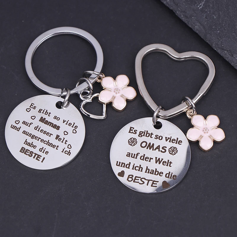 1PC 2025 Stainless Steel German Es Gibt So Key Chain Mom Gifts For Birthday Christmas Mother's Day Gift From Daughter Key Ring