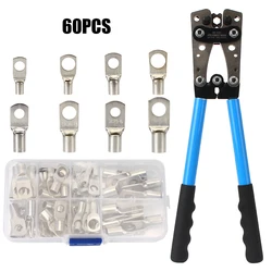 HX-50B Crimping Pliers 60pcs Auto Copper Ring Terminals Wire Crimp Connector Battery Terminal Soldered Connector Kit