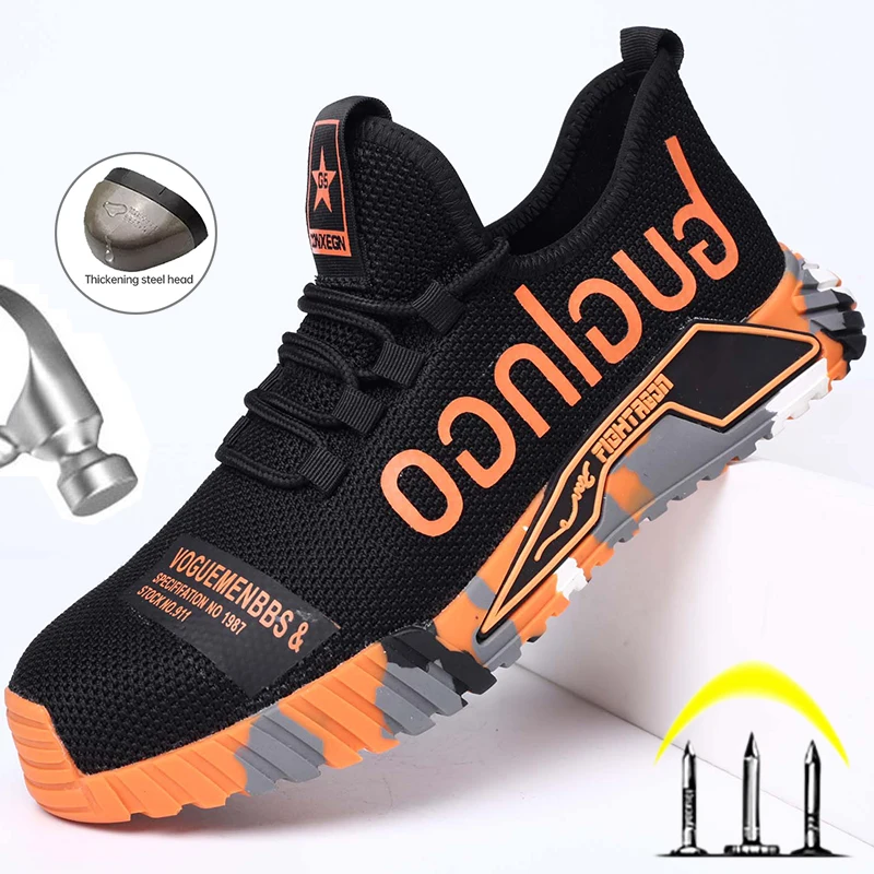 Fashion Safety Shoes With Steel Toe Cap Work Sneakers Men Women Work Shoes Puncture-Proof Work Safety Boots Safety Footwear 2024