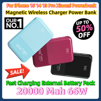 For IPhone 15 14 13 Pro Xiaomi Powerbank Magnetic Wireless Charger Power Bank 20000 Mah 66W Fast Charging External Battery Pack