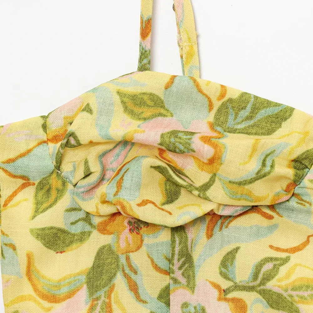 Dames Nieuw Casual Strand Vakantiestijl A-lijn Roksets Sexy Crop Sling Hemdje Bloemenprint Tweedelige set 8351039