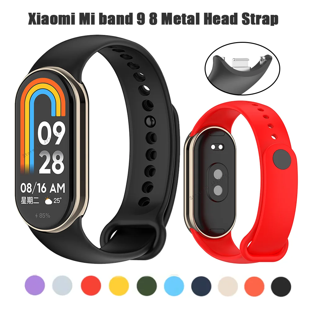Silikon armband für xiaomi mi band 9 smart watch sport armband correa für xiaomi mi band 8/8nfc ersatz armband metall kopf