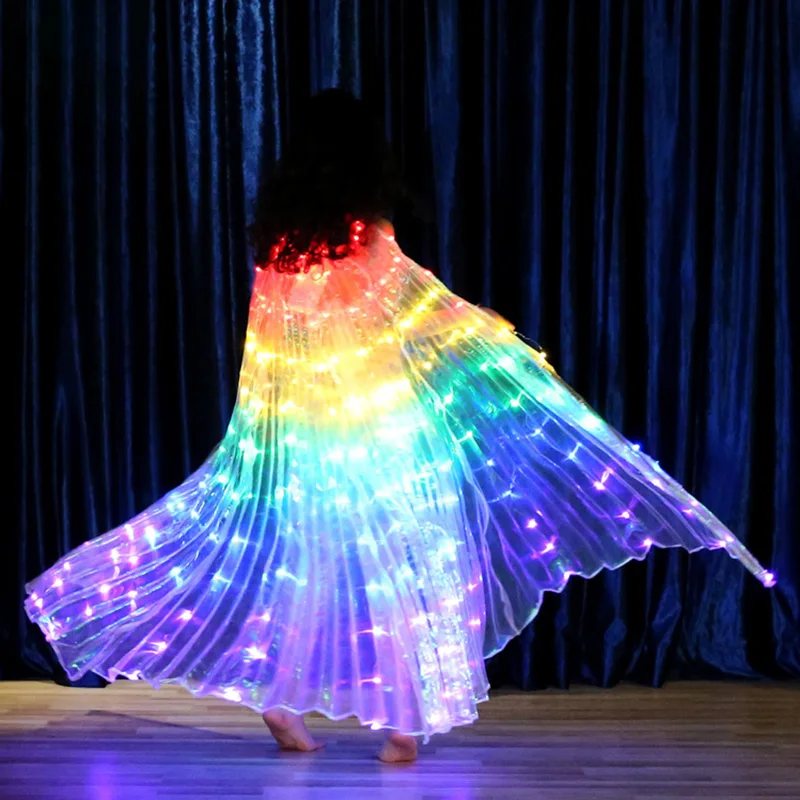 LED Luminescent Color Cloak Children Dancers Luminous Butterfly Wing Stage Performance Belly Dancing Carnival Party Toy Cloak