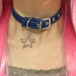 Y2K Necklace Cowboy Crystal Star Choker Women Korean Fashion Jewelry Punk Charms Necklace Kawaii Sexy Accessories Grunge
