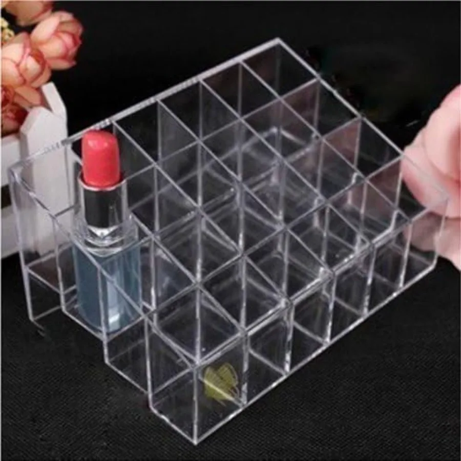 Transparante cosmetische make-up organizer met doorzichtige 24-roosters voor lippenstiften en cosmetische lotion opslag displayhouder standaard voor