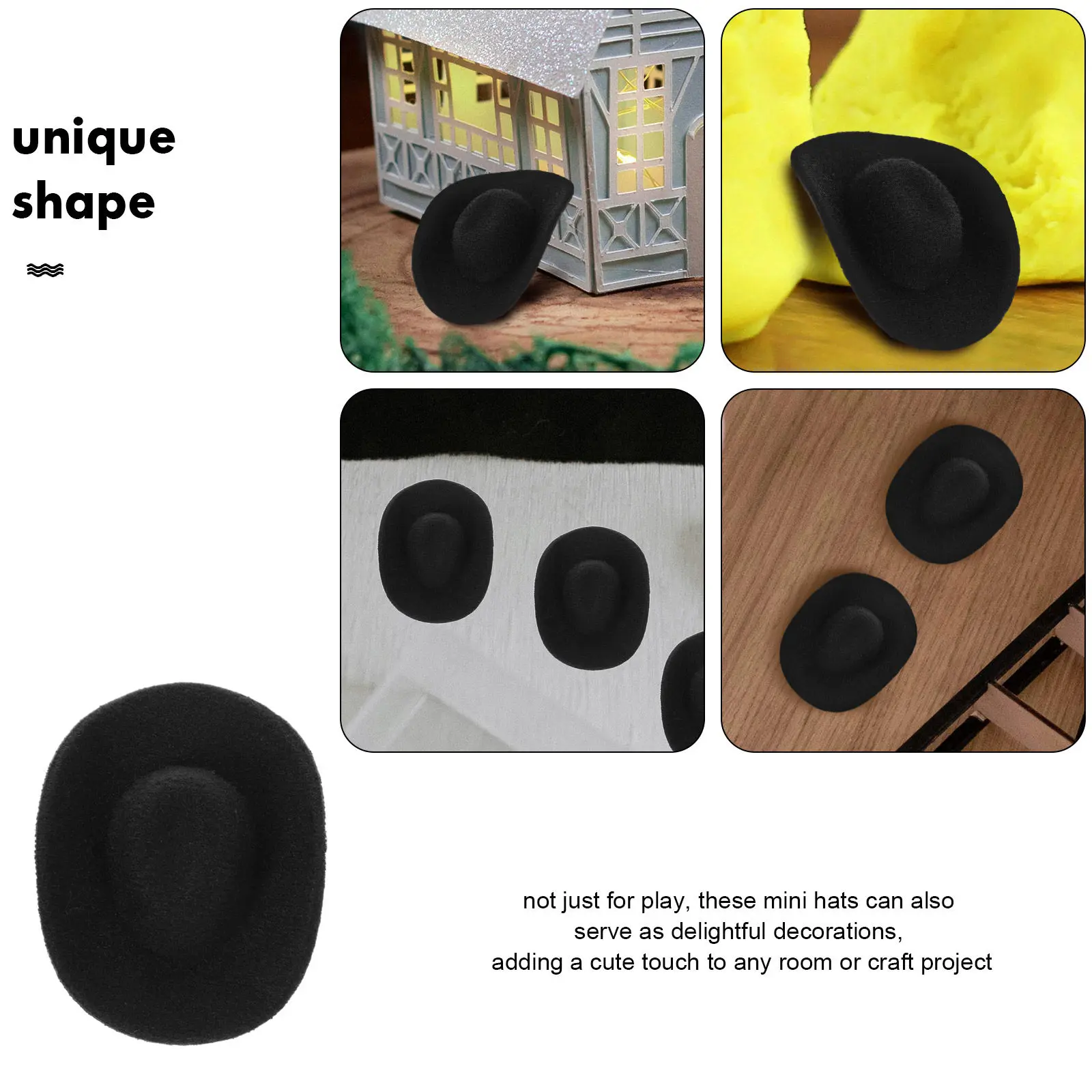 Set di 6 Mini Cappelli Jazz, Cappelli da Cowboy in Miniatura, Mini Cappelli Formali Fatti a Mano per Decorazioni e Artigianato