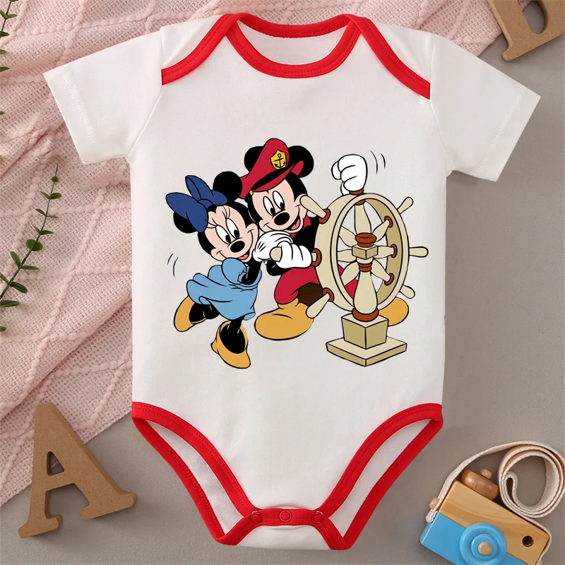 

MINISO Mickey Mouse Print Pure Cotton Soft Baby Jumpsuit Best Gift for My Honey Baby Onesie Bodysuit for 0 To 12 Months Newborn