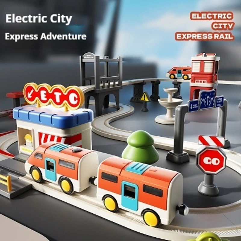 

Electric Track Small Train City Theme Assembly Circular Interchange Rail Car Parent-Child Interaction Children'S Rail Car Toy